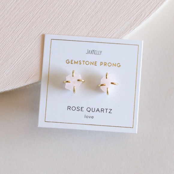 Rose Quartz Gemstone Prong Earrings